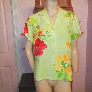 Vtg Jams World Hawaiian Shirt XS Short Sleeves Poppea Button Up Camp Tropical